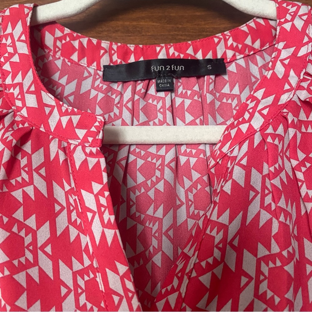 Fun2Fun Split Neck Blouse - Picture 2 of 2